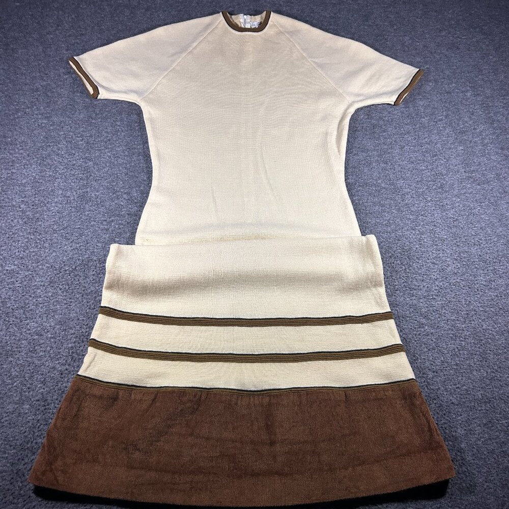 Chic Cream and Brown Midi Dress